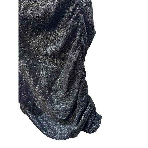 DB Studio Metallic Glitter Corset Dress Size 18 Black/Silver Stretchy Ruche Side - Picture 10 of 16